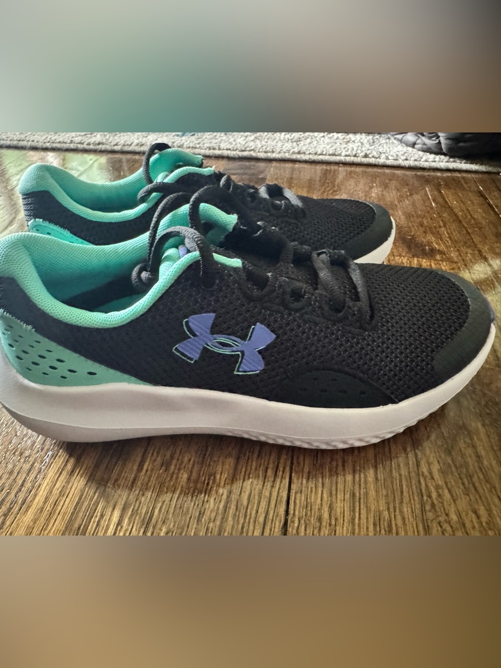 Under Armour Black, Teal & Purple Running Shoes Kids